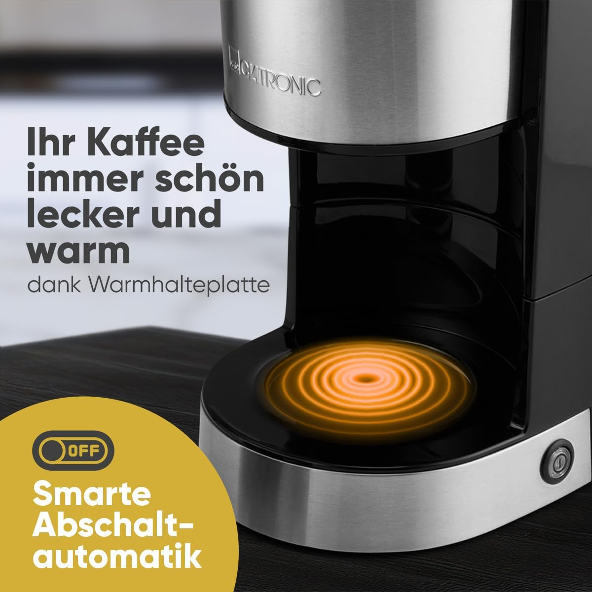 Kaffee-Espressomaschine mit Clatronic®-Filter | für 12-14 Tassen | Kaffee-Espressomaschine mit Filter | Edelstahlgehäuse | Anti-Tropf | Espresso | Kaffee-Espressomaschine mit Filter | 800W | KA 3808