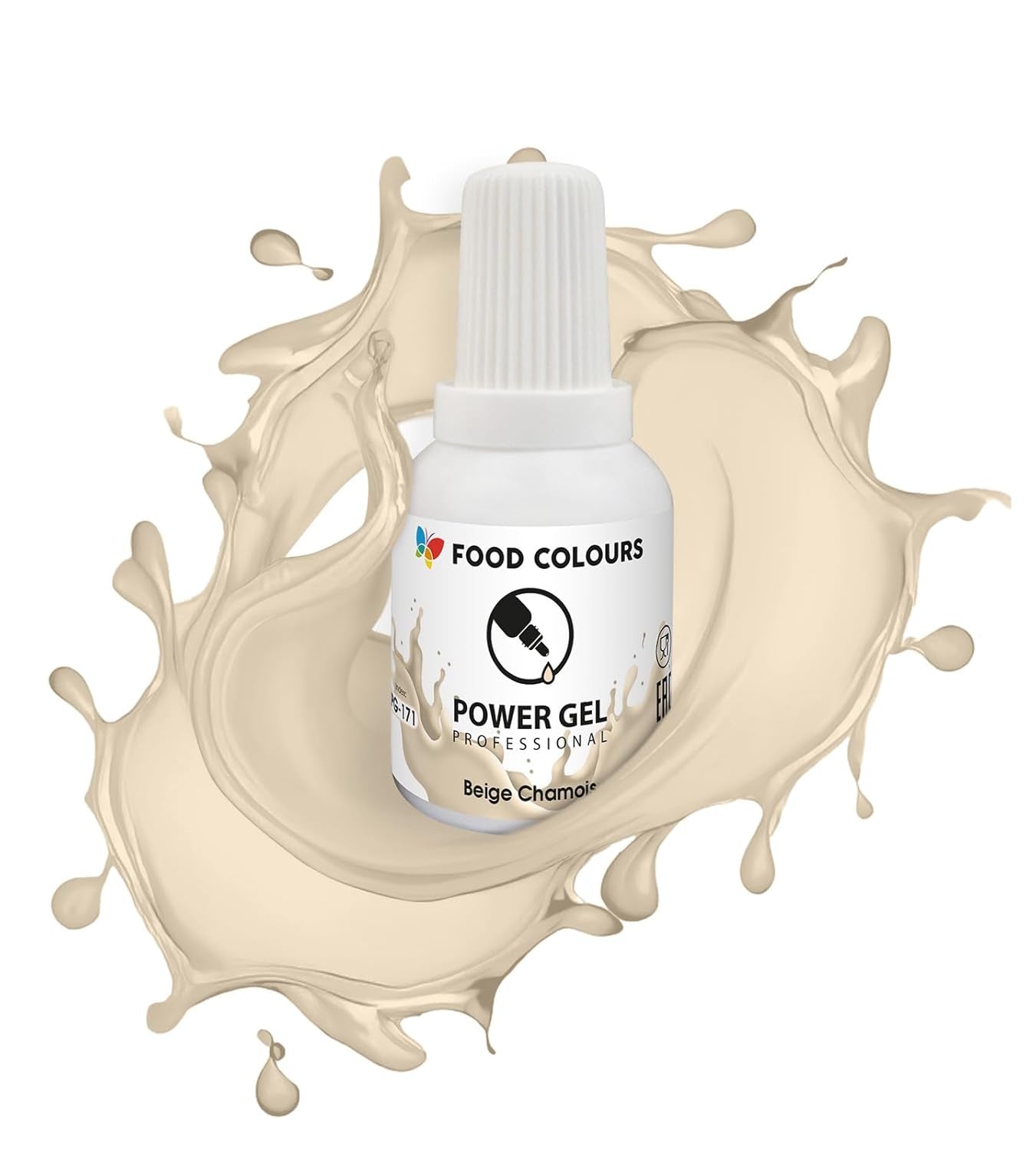 Gel-Lebensmittelfarbe, Beige, Champagnerfarbe, 20 g. Lebensmittelfarbe für ein breites Anwendungsspektrum zum Dekorieren von Kuchen, Torten, Sahne, Biskuit, Royal Icing, Macarons.