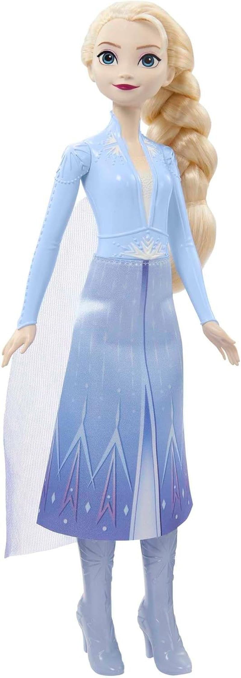Mattel Disney-Prinzessin Elsa-Puppe, Eiskönigin-Puppe im Reiseanzug, gekämmte blonde Haare, Mobile, ausziehbarer Rock und Stiefel, Disney-Geschenke, Spielzeug für 3 Jahre, HLW48 Naty Shop-Puppen