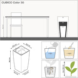 LECHUZA CUBICO Color 30 Schiefergrau 13138, 29,5x29,5x56,5 cm