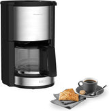 Krups KM3210 Pro Aroma Plus Espressomaschine, 10 Tassen, 1,25 l, Warmhalten für 30 Minuten, sichtbares Wasserstandsfenster, Anti-Tropf-System, schwarz mit Edelstahl-Applikationen
