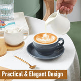 Milch- und Zuckerset mit Deckel und Löffel, 5-teiliges Keramik-Milchkännchen und Zuckerbehälter mit Holztablett, Milch- und Zuckerbehälter für Küche, Kaffee, Mikrowelle und Geschirrspüler (weiß)