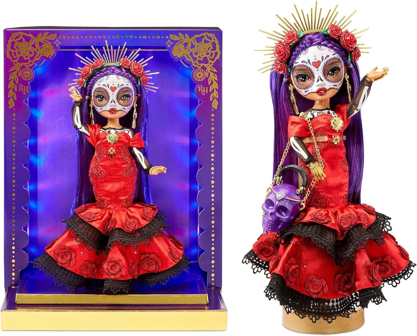 Rainbow High 2022 Día De Los Muertos Festive Edition – Maria Garcia – Sammelpuppe (28 cm) mit Gesichtsbemalung und Calavera-Tasche – leuchtendes Display und Premium-Zubehör