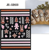 5 Blatt 3D Nagelsticker Weihnachten Nagelaufkleber 5D Stereoskopisch Selbstklebend Schneeflocke-Weihnachtswinterurlaub Nail Art Sticker Dekoration Nageldesign Zubehör