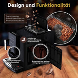 Vollautomatische ProfiCook® Espressomaschine mit Milchaufschäumer für Cappuccino | Kegelmahlwerk | mit Tassenwärmfunktion | Italienische Profipumpe | Touchscreen | Espresso | PC KAV 1281