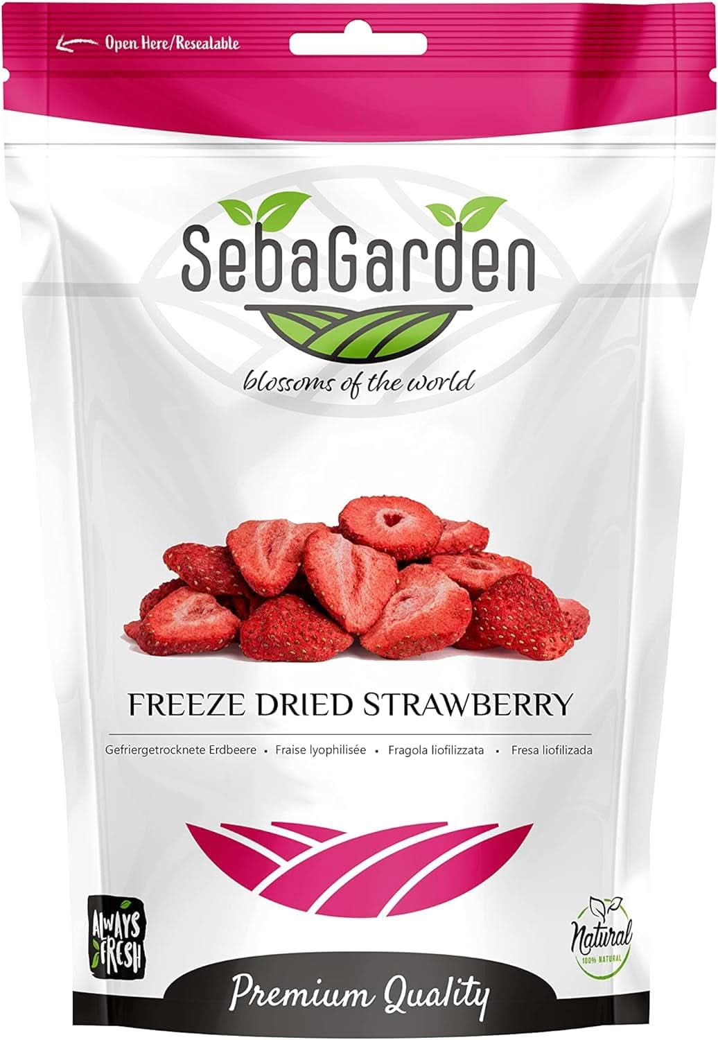 Seba Garden Premium, dehydrierte köstliche mediterrane Erdbeeren, gentechnikfrei und vegan Naty Shop Dehydrierte Produkte 100 g