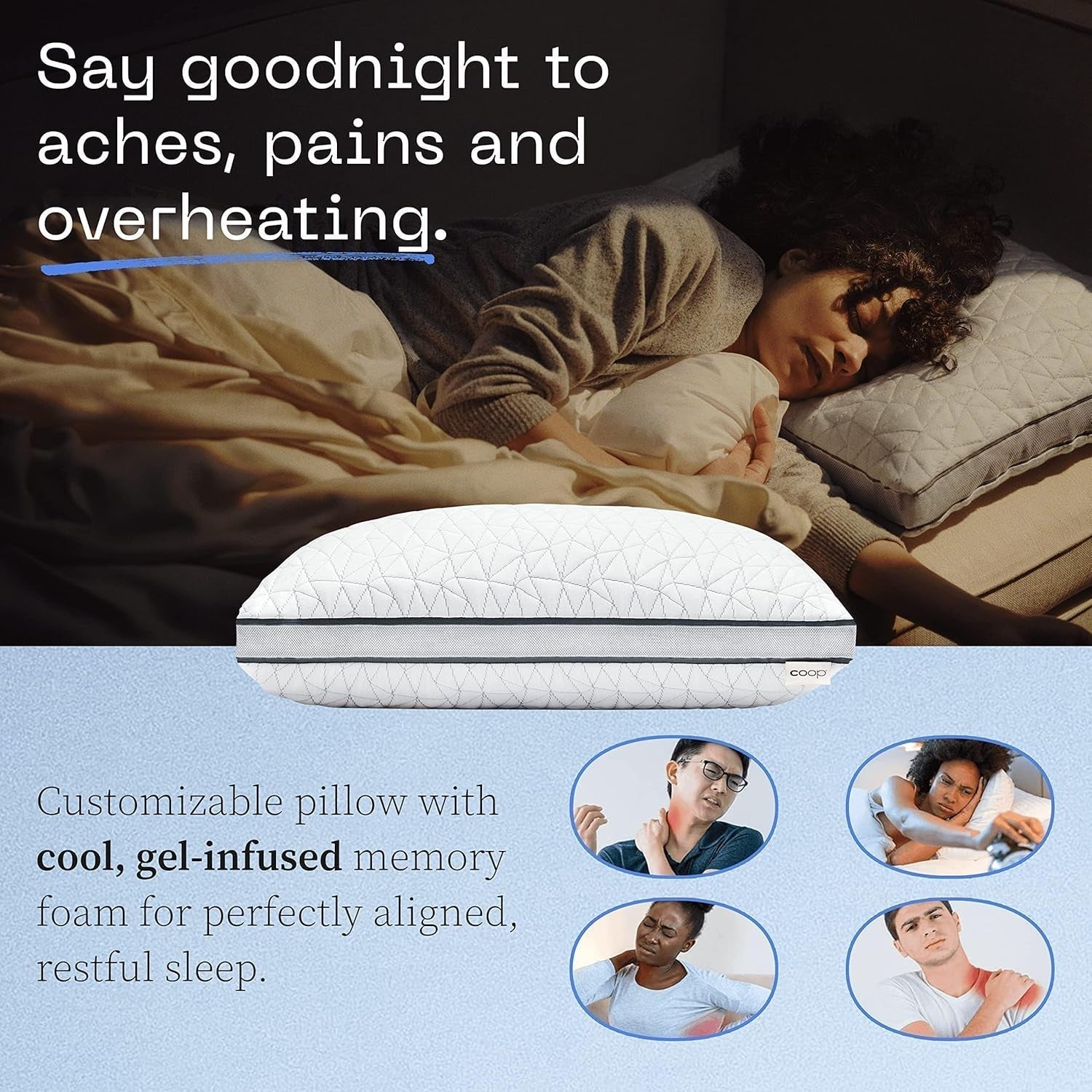 Coop Home Goods Eden Cool verstellbares Kissen, King-Size-Größe, verstellbarer Gel-Memory-Schaum, weicher, atmungsaktiver Lulltra-Stoff, ideal für alle Schläfer, umweltfreundlich, Naty Shop Standard-Kissen