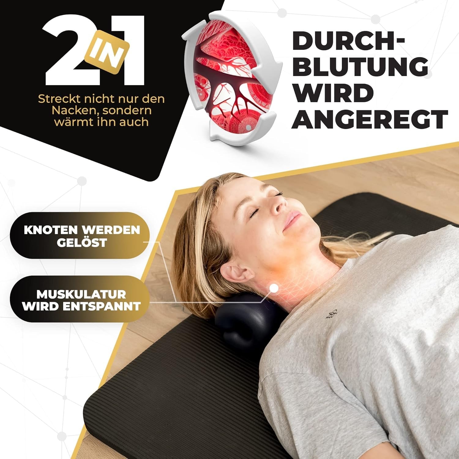 Nackendehner mit Wärme, Nackendehner gegen Nackenschmerzen, Nackendehner gegen Kopfschmerzen, bewölkter Hals für Nackendehnung, orthopädische zervikale orthopädische Kissen Naty Shop