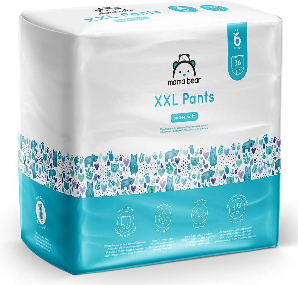 Amazon-Marke: Mama Bear Pull-Up XXL-Windeln, Größe 6 (18–30 kg), 72 Stück (2 Packungen mit 36 ​​Stück)