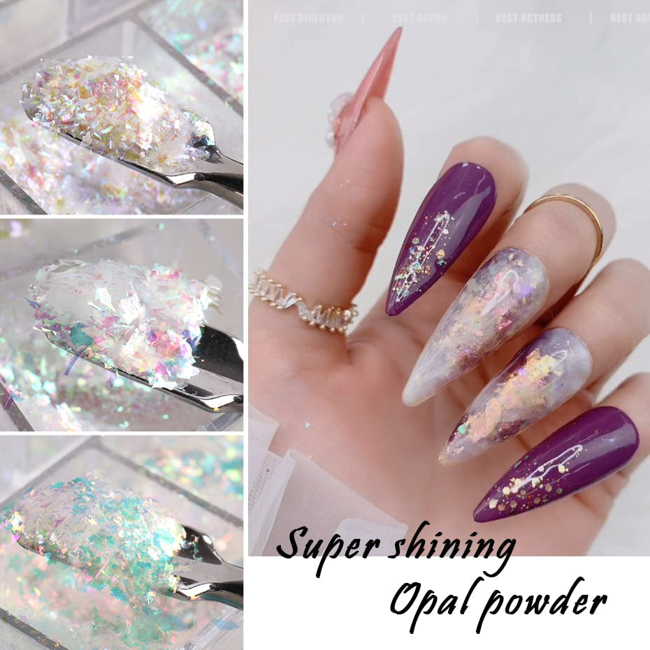 JMEOWIO Nagelglitter 12 Gitter Aurora Nail Art Dekoration Zubehör Nageldesign