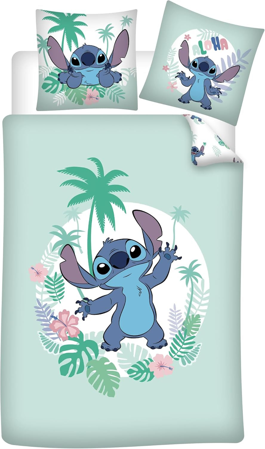 Stitch-Kinderbettwäsche, Wendebezug aus 100 % Baumwolle. Bettwäsche – Kinder Naty Shop Standardtitel