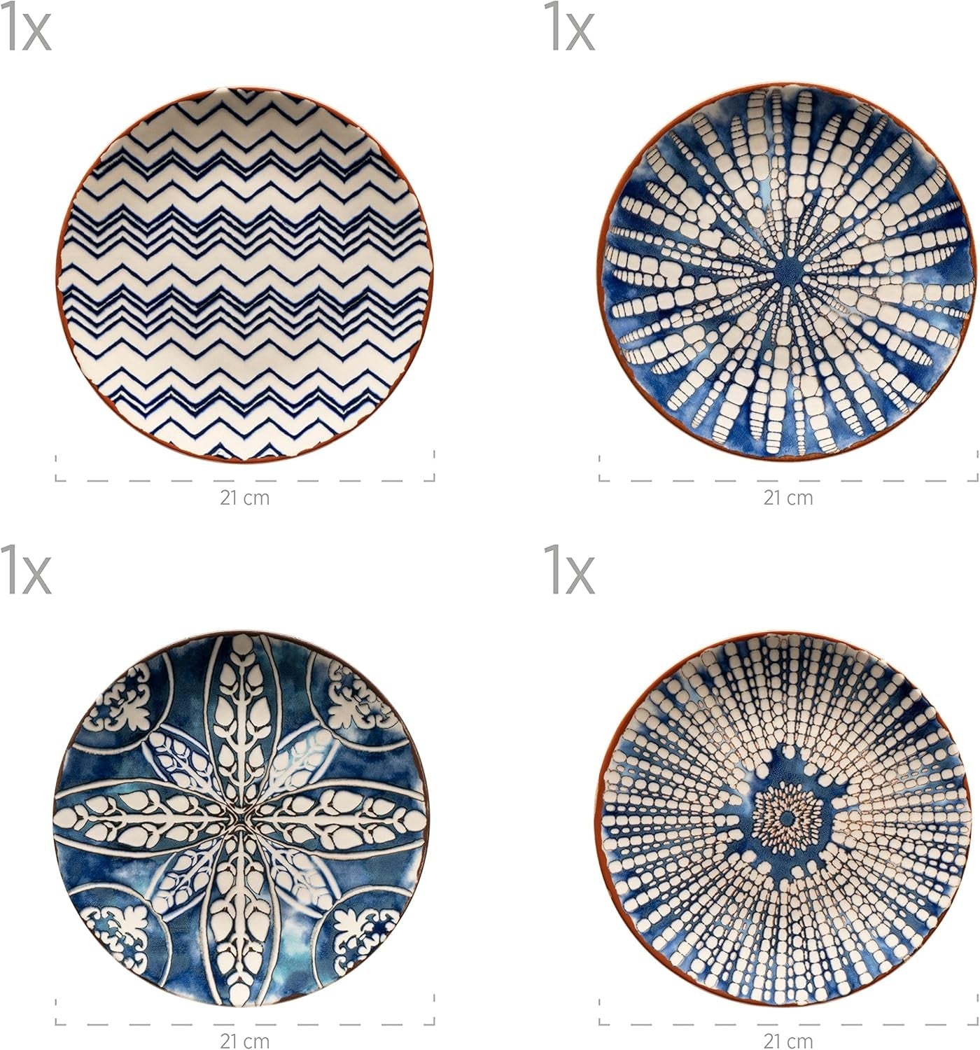 MÄSER 934017 Iberico Blue Tafelservice für 4 Personen, 12-teilig, maurischer Stil, verschiedene Vintage-Designs in Weiß und Blau, Keramik