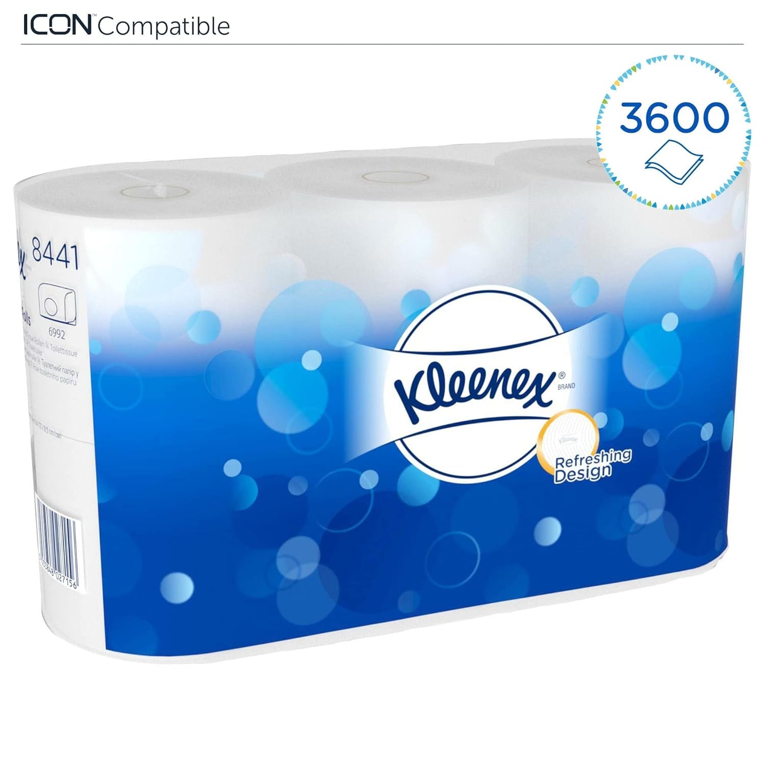 Kleenex Standard Roll 8441 Toilettenpapier – 2-lagiges Toilettenpapier – 6 Packungen mit je 6 Rollen x 600 Blatt, weiß (36 Rollen/21.600 Blatt insgesamt)