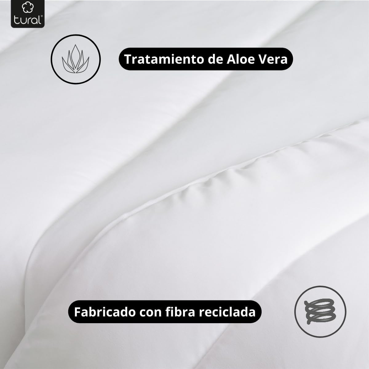Tural – Steppdecke 150 x 220 cm mit Aloe Vera-Behandlung, Faserfüllung 300 g/m², weich, atmungsaktiv, Öko-Tex-zertifiziert (weiß, Bett 90 cm) Steppdecken und Steppdecken Naty Shop