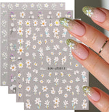 JMEOWIO 3D Nagelsticker Blumen Nail Art Sticker Selbstklebend Nagelaufkleber 5D Stereoskopisch Sommer Frühling Dekoration Nageldesign Zubehör 4 Blatt