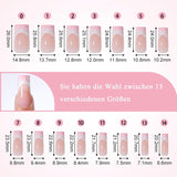30 Stück französische künstliche Nägel – zum Aufkleben auf künstliche Nägel – weiche Gelnägel für Frauen – selbstklebende Acrylnägel, quadratische Maniküre (französisches Rosa)