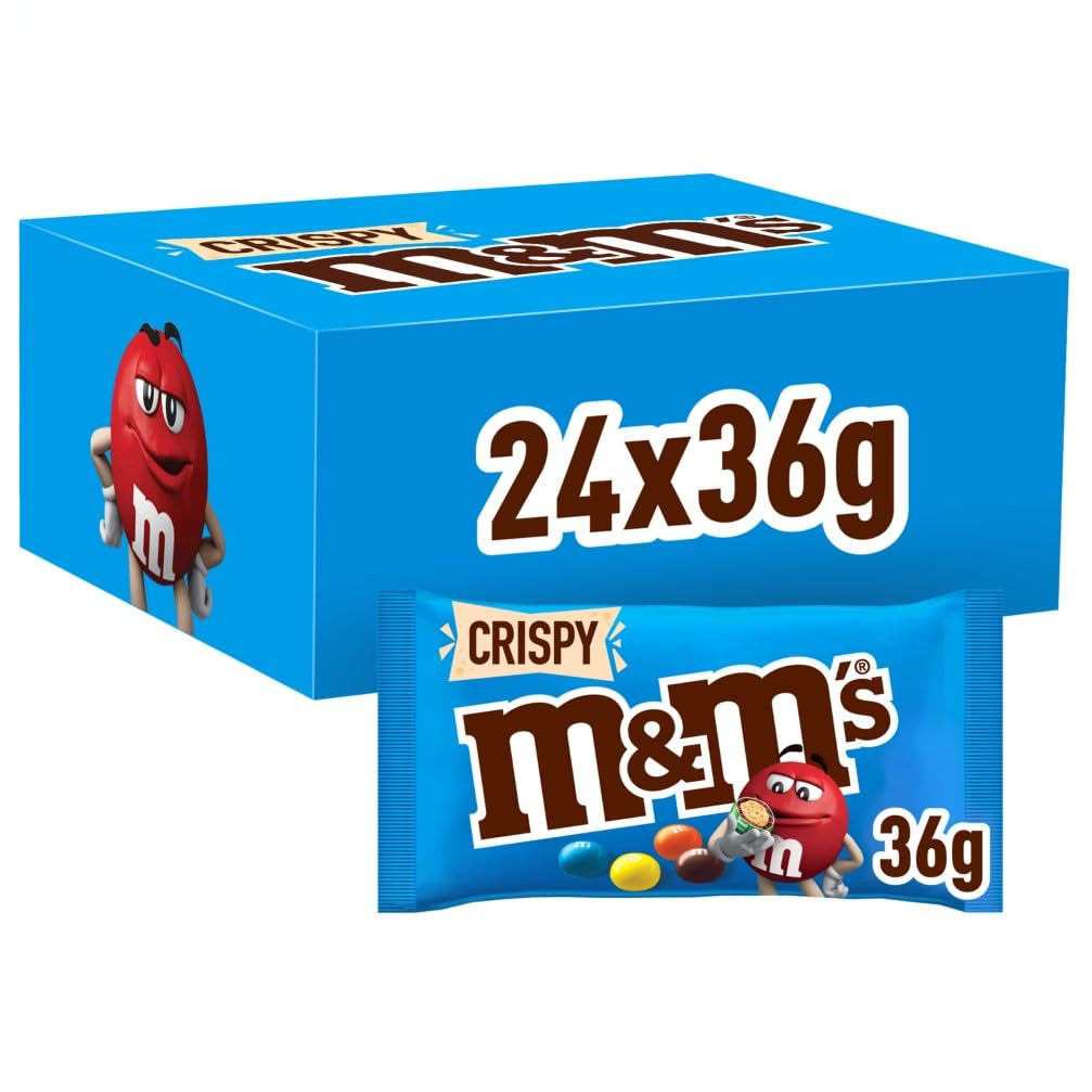 M&M's Erdnuss-Schokoladen-Großpackung, 24 x 45 g Schokoladen-Linsen mit Erdnussgeschmack, Schokoladengeschenk (1080 g), ideal als Leckerbissen zum Thema Fußball