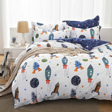 Bettwäsche für Kinder, Raketen und Planeten, Wendedesign, Baumwolle Bettwäsche - Kinder Naty Shop 135X200Cm + 80X80Cm
