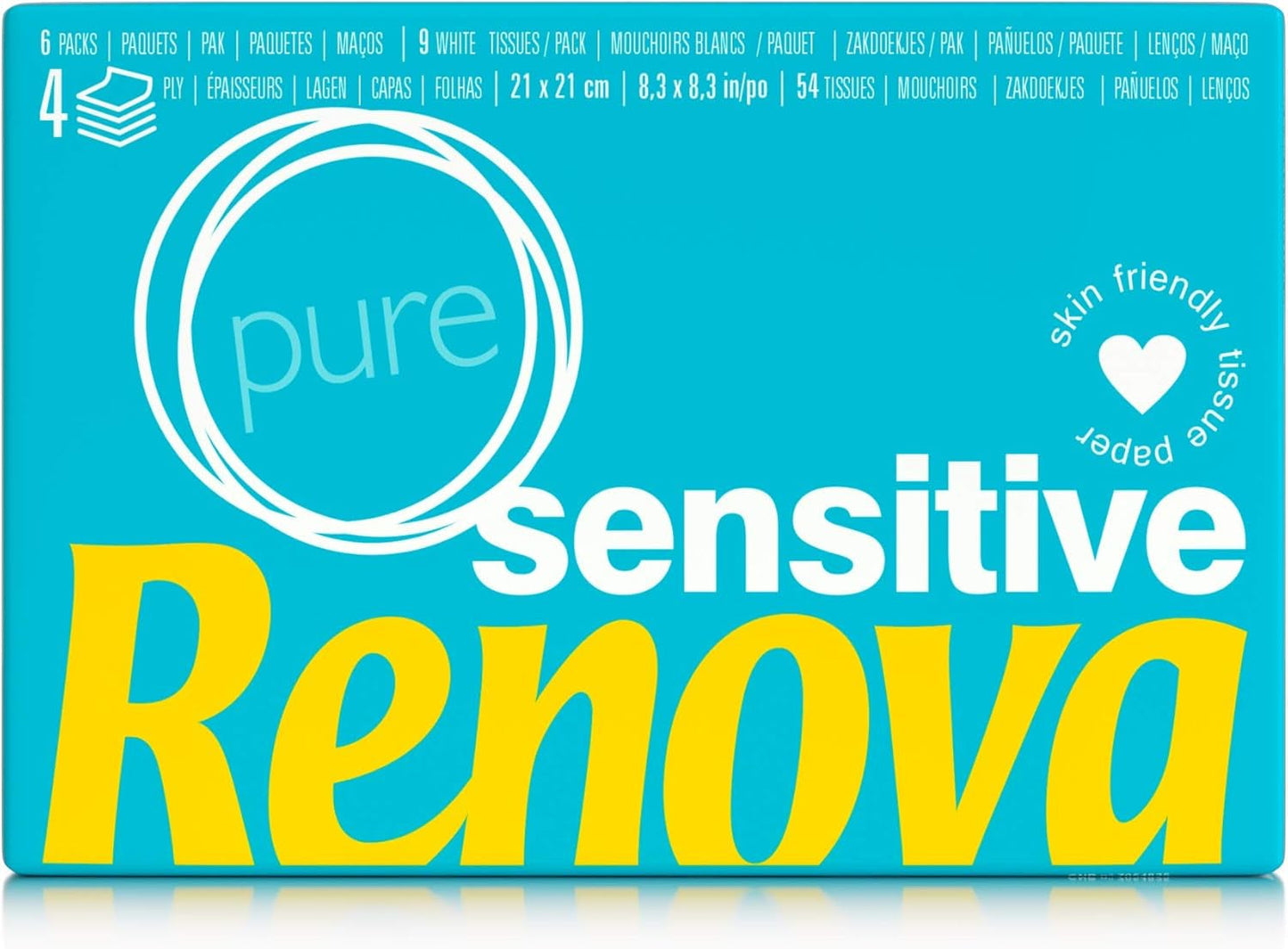 Renova Taschentücher Sensitive Pure – 6 Packungen weiße Servietten