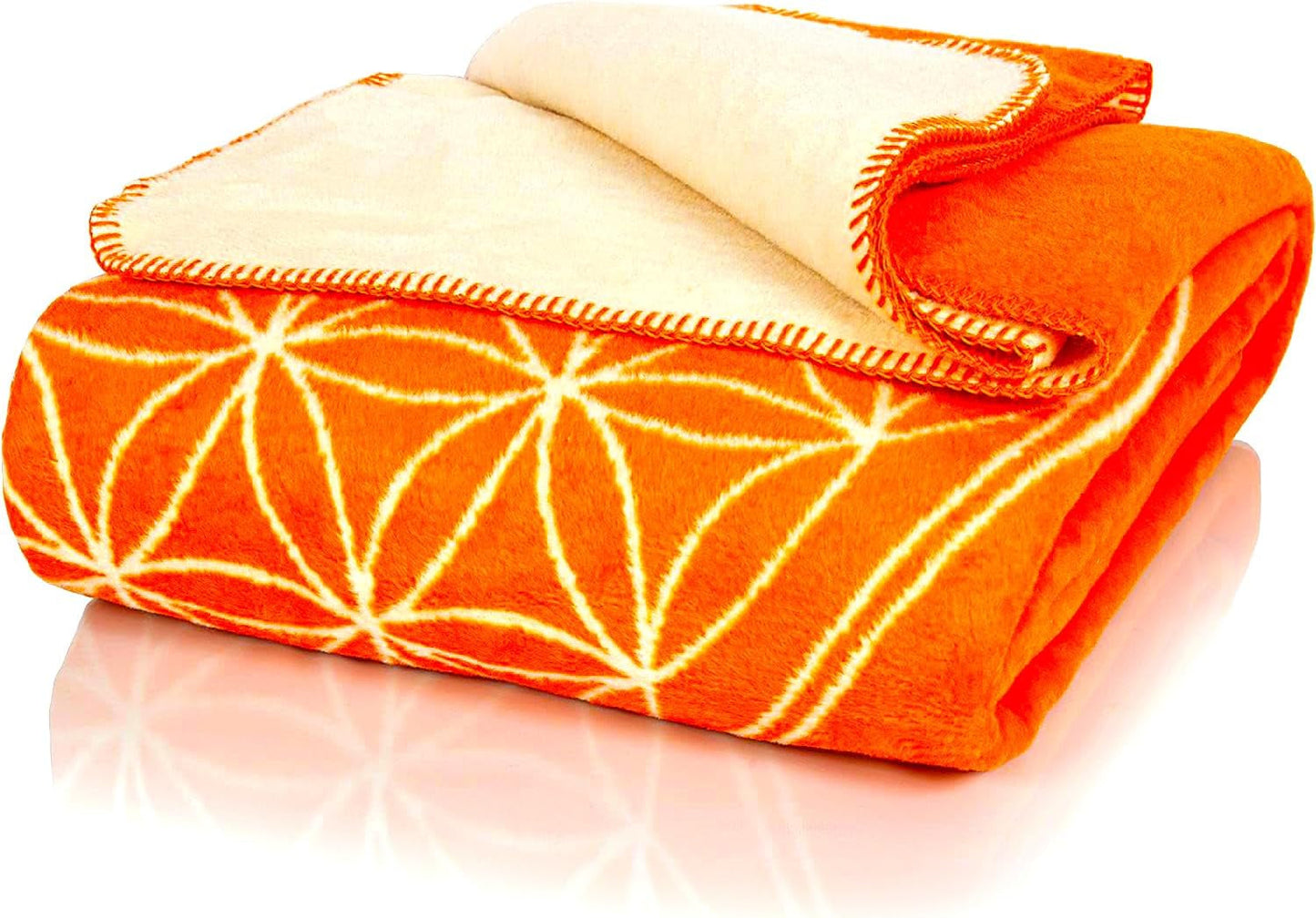 Glart bequeme Decke Flower of Life Pink-Ecru XL, 150X200 cm, extra flauschig als Sofadecke, Sofadecke, Yogadecke, Lebensdecke, Plüsch-Sofaüberwurf, Betten und Decken Glart Orange-Ecru 150X200Cm