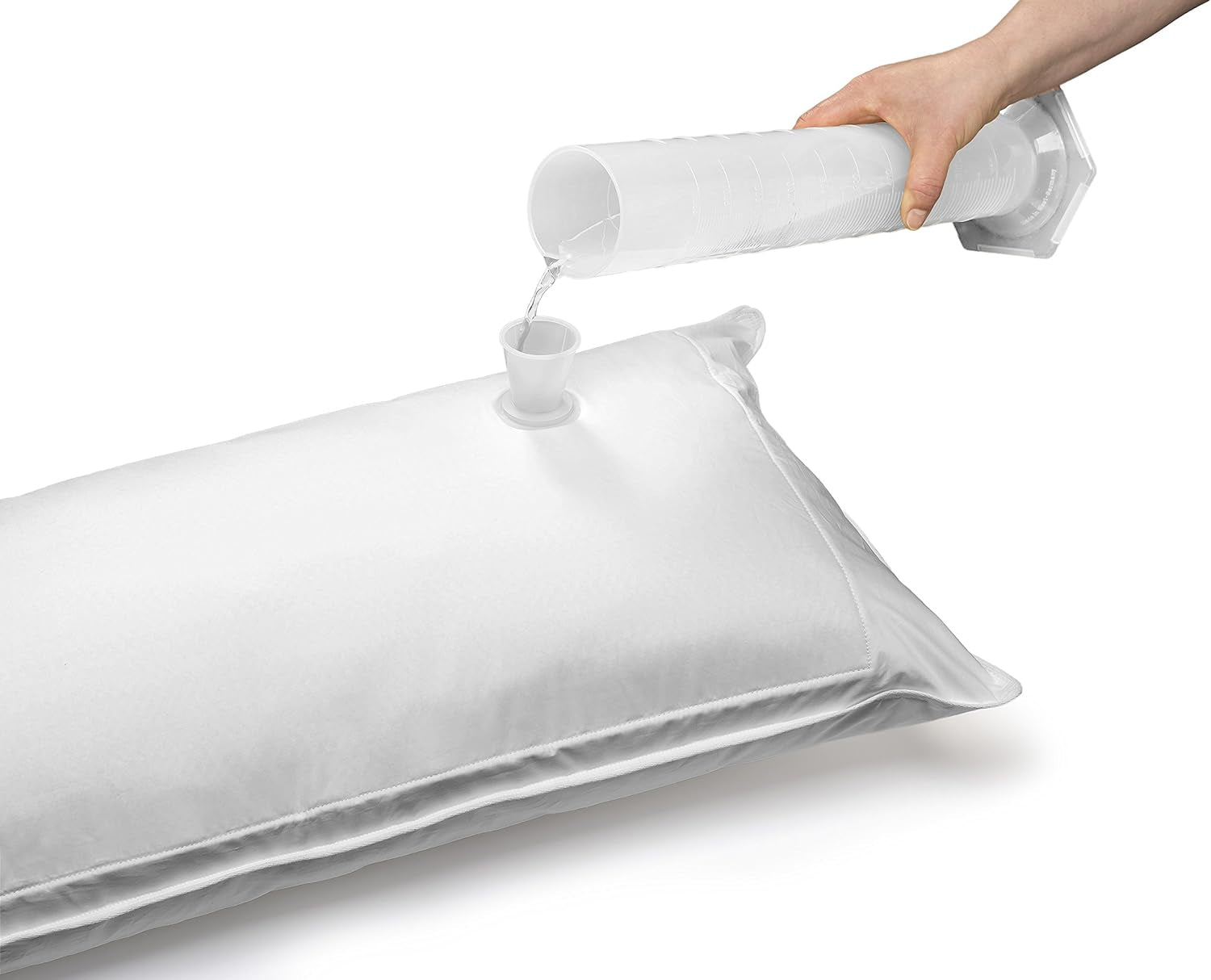 Traumnacht Orthopädisches Wasserkissen mit einstellbarer Füllmenge, Bezug aus 100 % Baumwolle, 40 x 80 cm, entwickelt in Deutschland – hergestellt in der EU, weiß, 1 Stück (1 Packung) Naty Shop Standardkissen