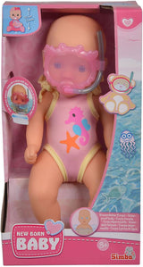 Simba 105030172 – Badepuppe für Neugeborene, Vinylpuppe im Badeanzug mit Schwimmbrille, 30 cm, Puppe, ab 3 Jahren. Puppen Naty Shop
