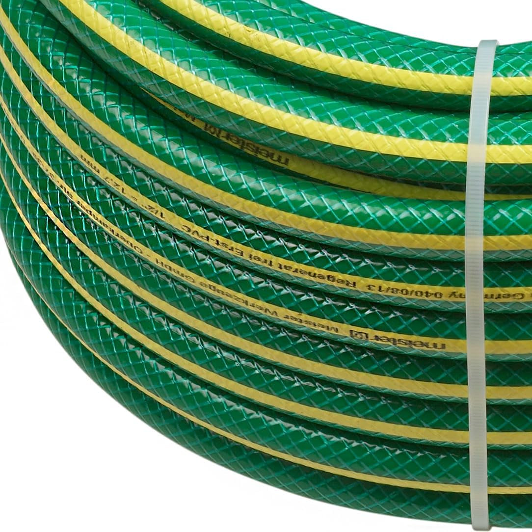 Meister Cross Woven Gartenschlauch, 12,7 mm (1/2 Zoll) – Länge 30 m – Zur Bewässerung kleiner Flächen – Druck- und abriebfest – UV-beständig, Frischer PVC-Gartenschlauch, Wasserschlauch, 9930260