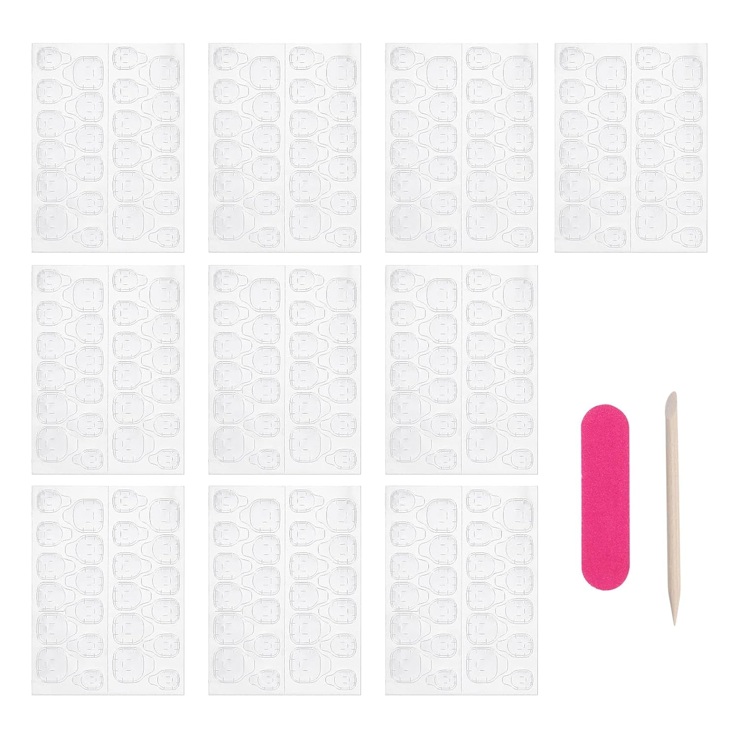 240 Stück Nagelklebepads, Klebefolie für künstliche Nägel, 10 Blatt transparente, atmungsaktive, superklebrige doppelseitige Aufkleber (Gel-Gelee) für Maniküre und künstliche Nägel, inklusive Maniküre-Set
