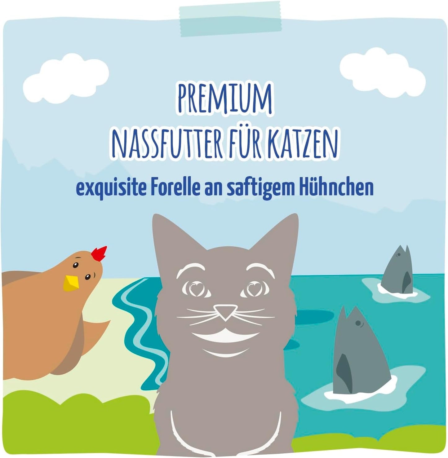 MjAMjAM – Premium Nassfutter für Katzen – Verfeinerte Forelle mit saftigem Huhn, 6er-Pack (6 x 400 g), getreidefrei