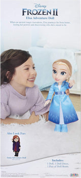 Disney Frozen 2 Elsa Reisepuppe, 35 cm große Puppe mit Kleid im Kultfilm-Stil, Stiefeln und langen geflochtenen Haaren für zusätzlichen Spielspaß, für Mädchen ab 3 Jahren