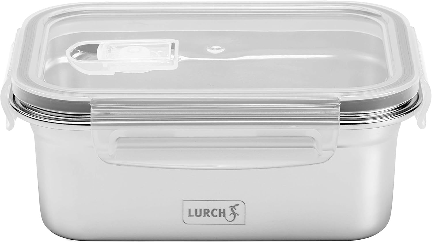 Lurch 240895 Lunchbox, hochwertige Sicherheits-/Aufbewahrungsbox aus Edelstahl mit BPA-freiem Kunststoffdeckel, 2000 ml, durchsichtige Lebensmittelaufbewahrungsboxen von Naty Shop, 800 ml