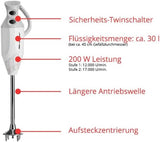ESGE Zauberstab P 200 Profi, Stabmixer Weiß Inkl. Zubehör, Bis Zu 17.000 U/Min, 90860, Weiß/Grau Kitchen Naty Shop