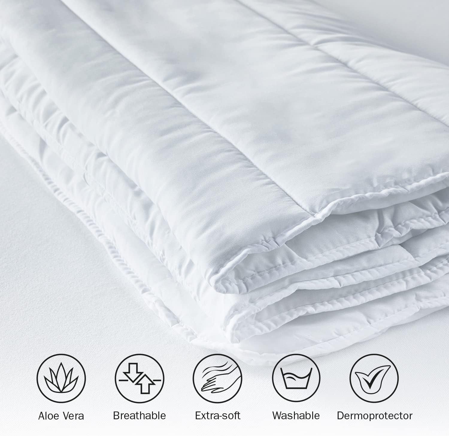Pikolin Home Steppdecke, Faser, weiß, Bett 135/140-220 x 220 cm, 2 Bettdecken und Steppdecken Naty Shop