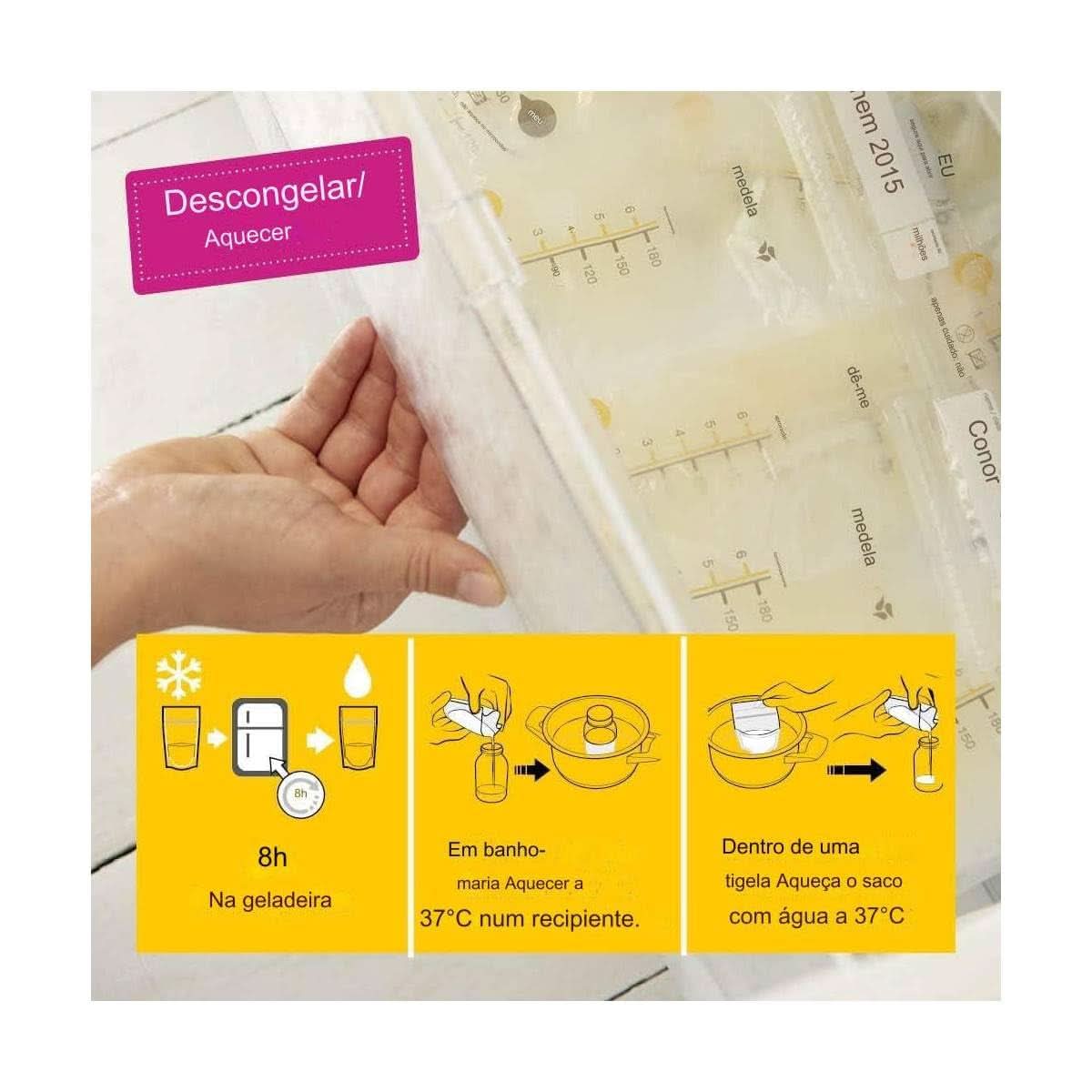 Medela Muttermilch-Aufbewahrungsbeutel 25 Stück, ca. 200 ml, weiß (spanische Version) Lebensmittel- und Stillzubehör Bebe Naty Shop