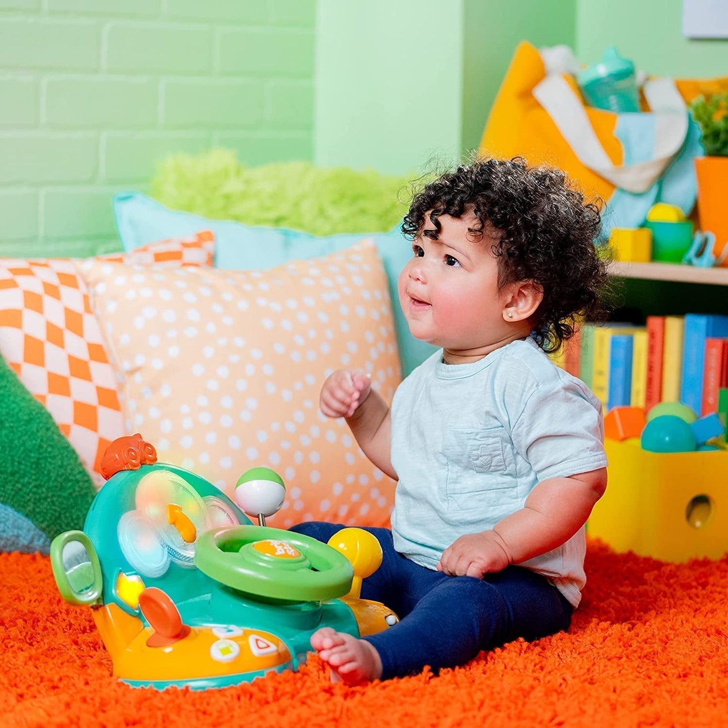 Bright Starts, Spielzeuglenkrad, Lights & Colors Driver, mit Musik, Autogeräuschen, Blinkern, Schalthebel und mehr Bebe Naty Shop Toys