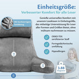 Ella Lesekissen für Bett und Sofa mit abnehmbarer Nackenrolle – Rückenkissen fürs Bett – Lesekissen aus Memory-Schaum mit Armlehnen, ideal zum Lesen, Fernsehen, Entspannen oder als Rückenstütze – Grau