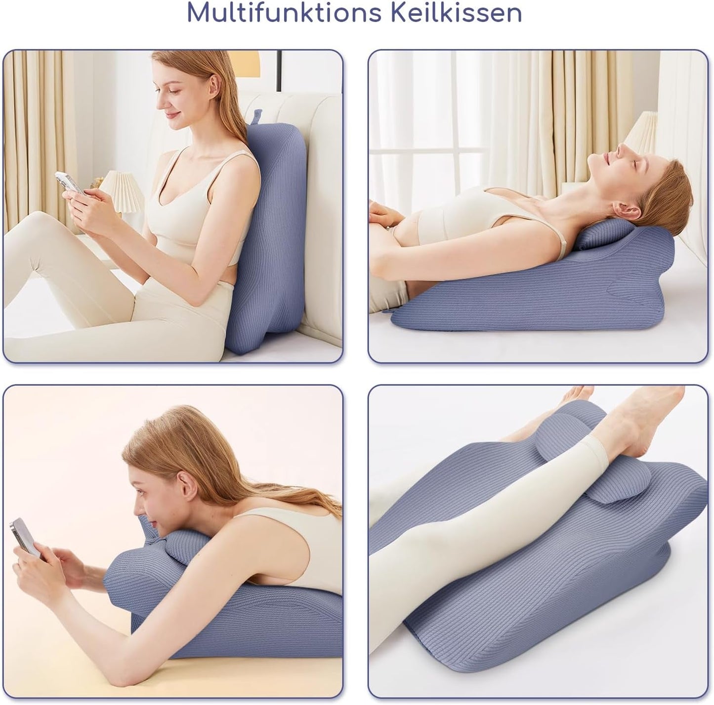 Lesekissen für Bett und Sofa, Federkissen, Bettkissen aus Memory-Schaum, Seitenschläferkissen, ergonomisches Rückenstützkissen zum Lesen und Fernsehen