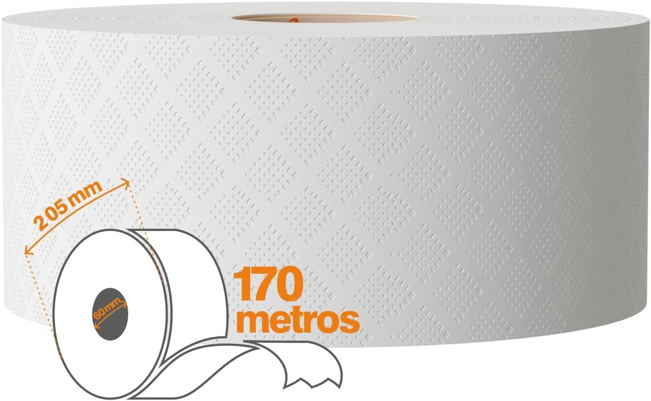 Toilettenpapier Renova Jumbo BLK, 12 Rollen à 170 M, weißes Papier, 2 Lagen