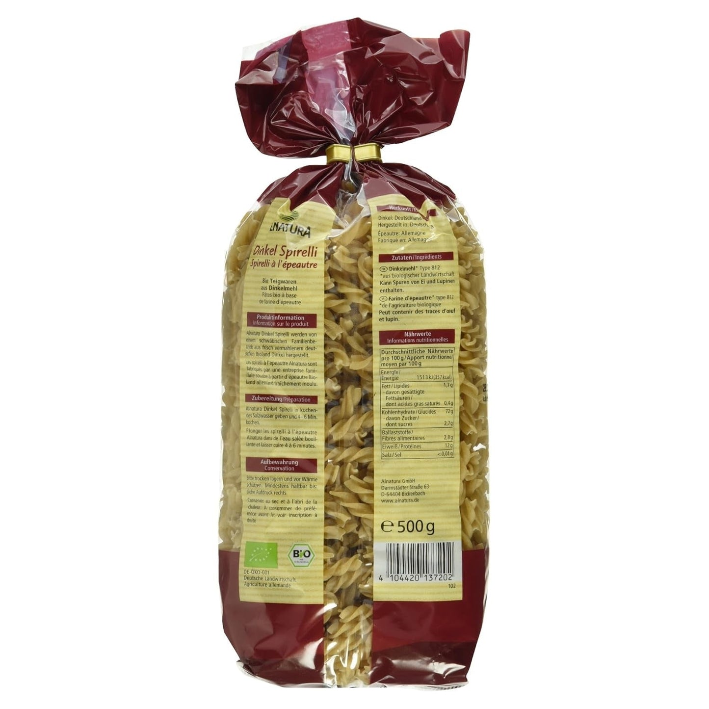 Bio-Dinkelspiralen, 500g (Verpackung kann variieren)
