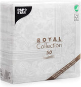 Papstar 11682 50 Servietten „Royal Collection“ 1/4 Falz 40 x 40 cm „Ornaments“, weiß