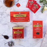 Twinings English Breakfast Tea Loser Schwarztee in Teebox Kräftiger Schwarztee aus hochwertigen Teeblättern, gepflückt von den besten Teeplantagen in Sri Lanka und Indien G, neutral, 100 Gramm