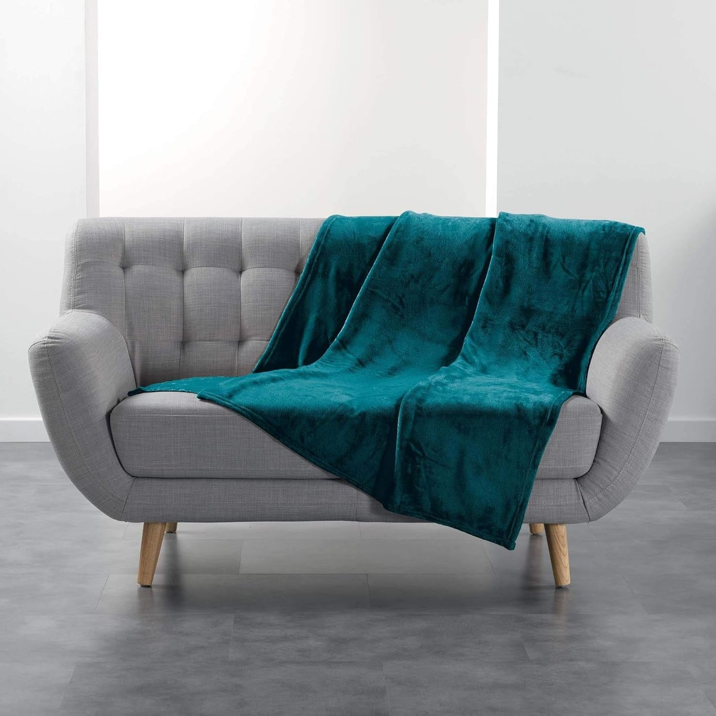 Douceur D'Intérieur FLANOU Plaid, Polyester, Blau, 125 x 150 cm Bettdecken und Steppdecken Naty Shop Standardtitel