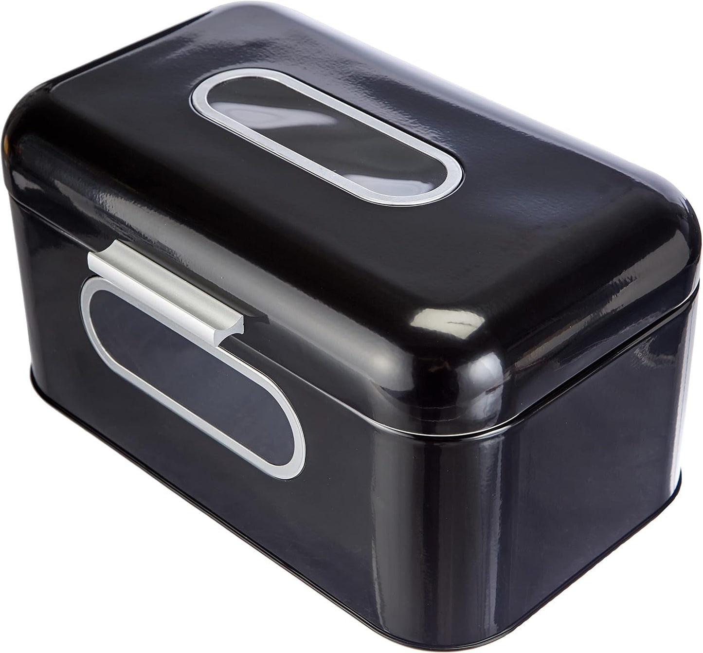 ECHTWERK Retro-Brotkorb aus Metall mit Sichtfenster und Deckel, Set mit 3 eleganten Aufbewahrungsboxen, 1,4 l Fassungsvermögen, rote Lebensmittelaufbewahrungsboxen Naty Shop Black S Single
