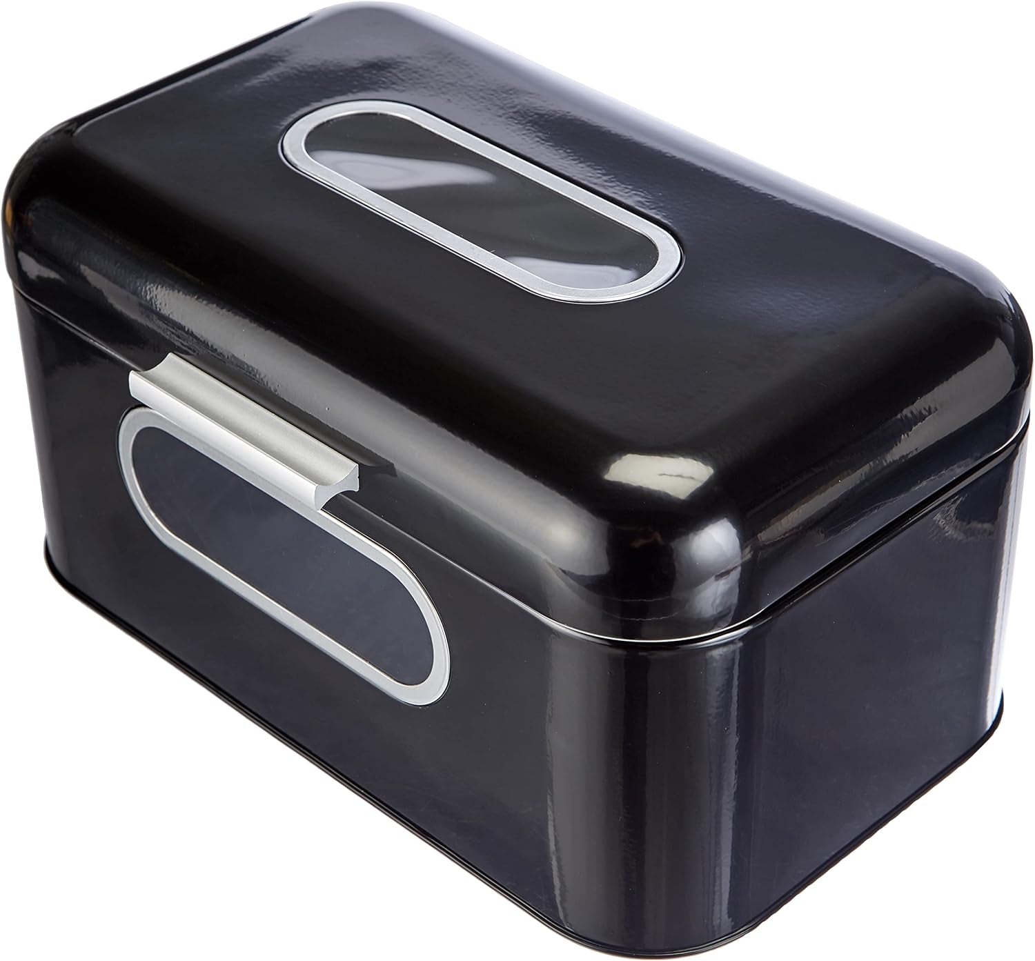 ECHTWERK Retro-Brotkorb aus Metall mit Sichtfenster und Deckel, Set mit 3 eleganten Aufbewahrungsboxen, 1,4 l Fassungsvermögen, rote Lebensmittelaufbewahrungsboxen Naty Shop Black S Single