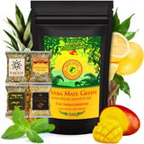 Yerba-Mate-Tee-Set ● Mango Tropicales Mate-Tee 500 g ● Mate-Tee-Set 4 x 25 g ● Mate-Tee mit Früchten ● Yerba Mate-Tee mit Mango, Ananas, Zitrone