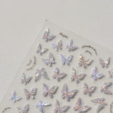 Aurora Shell Schmetterling Nagelsticker Selbstklebend,Erleichterung Schmetterlinge Nail Sticker Rosa Laser Schmetterling Nagelaufkleber Für Frauen Nageldesign Zubehör Nagel Zubehör Nail Art