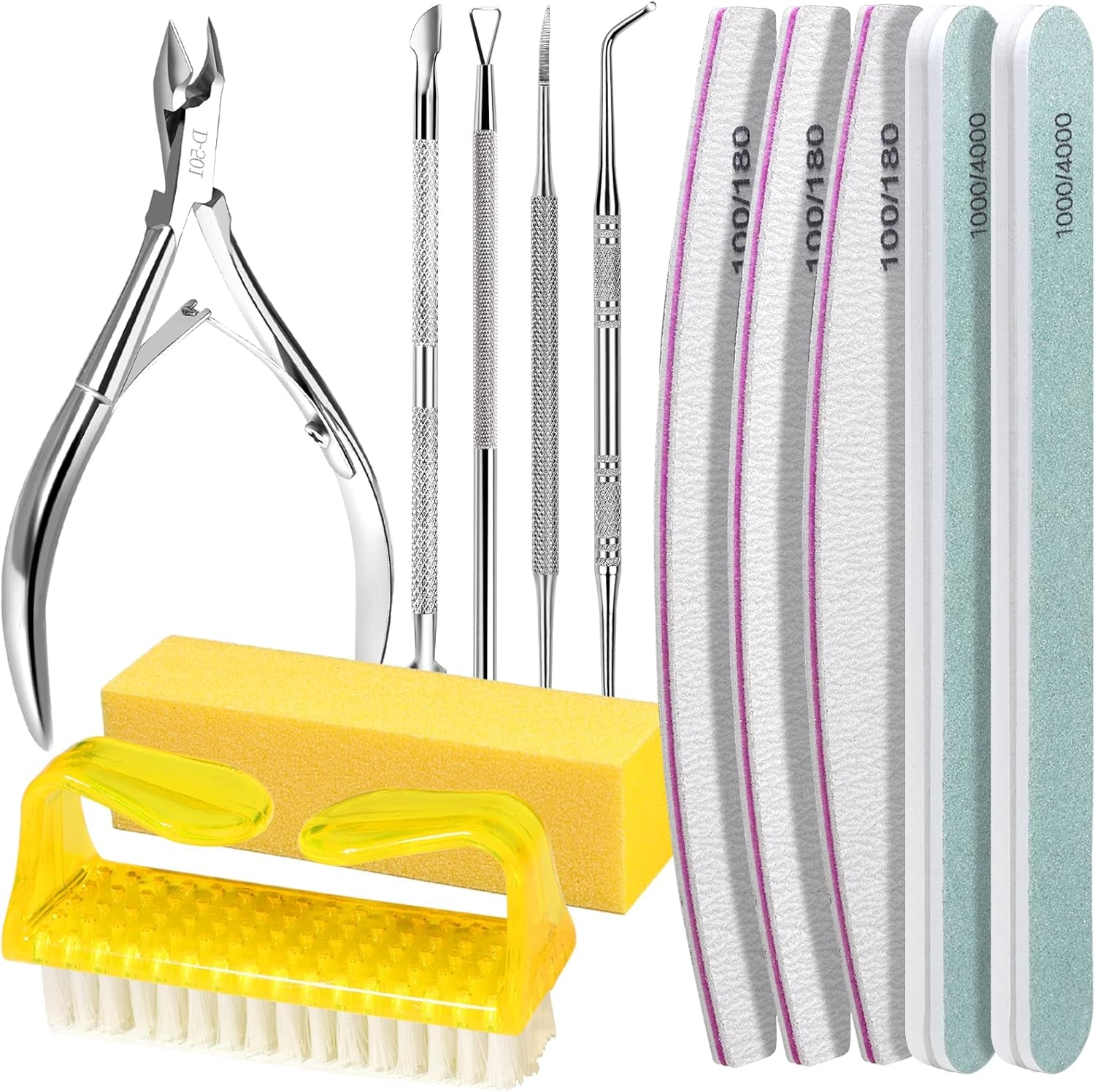 FANDAMEI Maniküre-Set, Buffer Für Nägel, Nagelfeile 100/180, Nagelfeilen Für Gelnägel, Nagelhautschieber, Buffer Für Gelnägel, Feilen Für Gelnägel, Nagelzange, Nagelfeilen Set, Maniküre & Pediküre Set