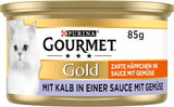 Gourmet Gold Tender Morsels in Gemüsesauce, Kalbfleisch und Gemüse, Nassfutter für Katzen, 12er-Pack (12 x 85 g)