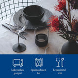 Villeroy & Boch Manufacture Rock Starter-Set, 6-teilig, schwarz, spülmaschinenfest, mikrowellengeeignet, mattschwarzes Geschirrset, Geschirr, Besteck, Premium-Porzellan