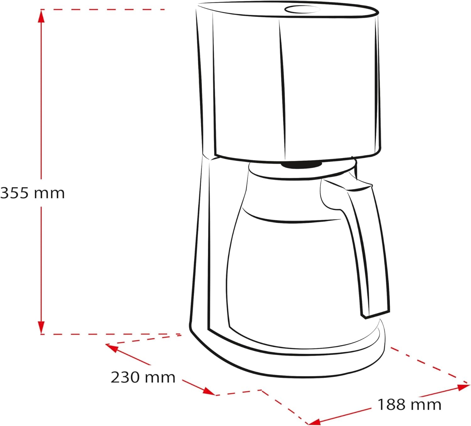 Melitta Enjoy Top Therm – Espressomaschine mit Filter und Thermokaraffe aus Edelstahl, für bis zu 10 Tassen Kaffee, Schwarz/Edelstahl